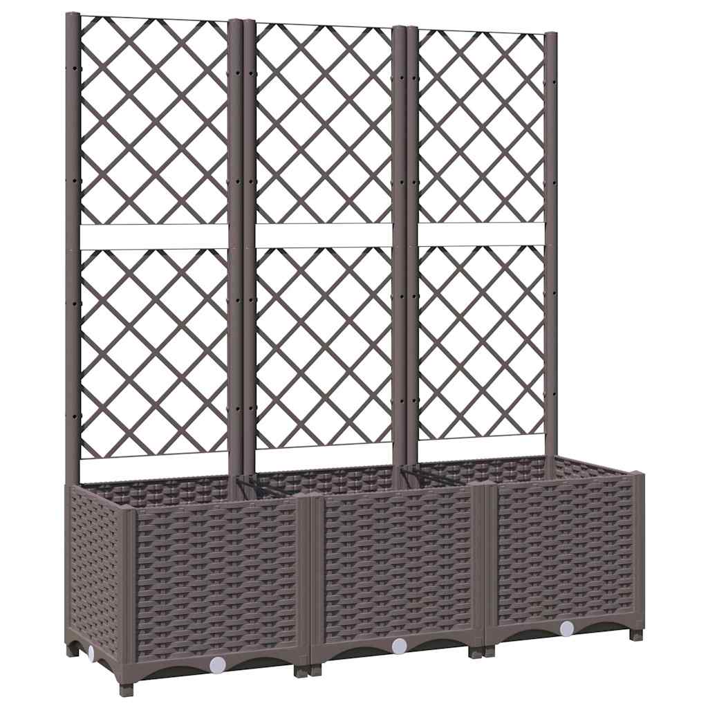 Garden Planter with Trellis Brown 120x40x136 cm PP