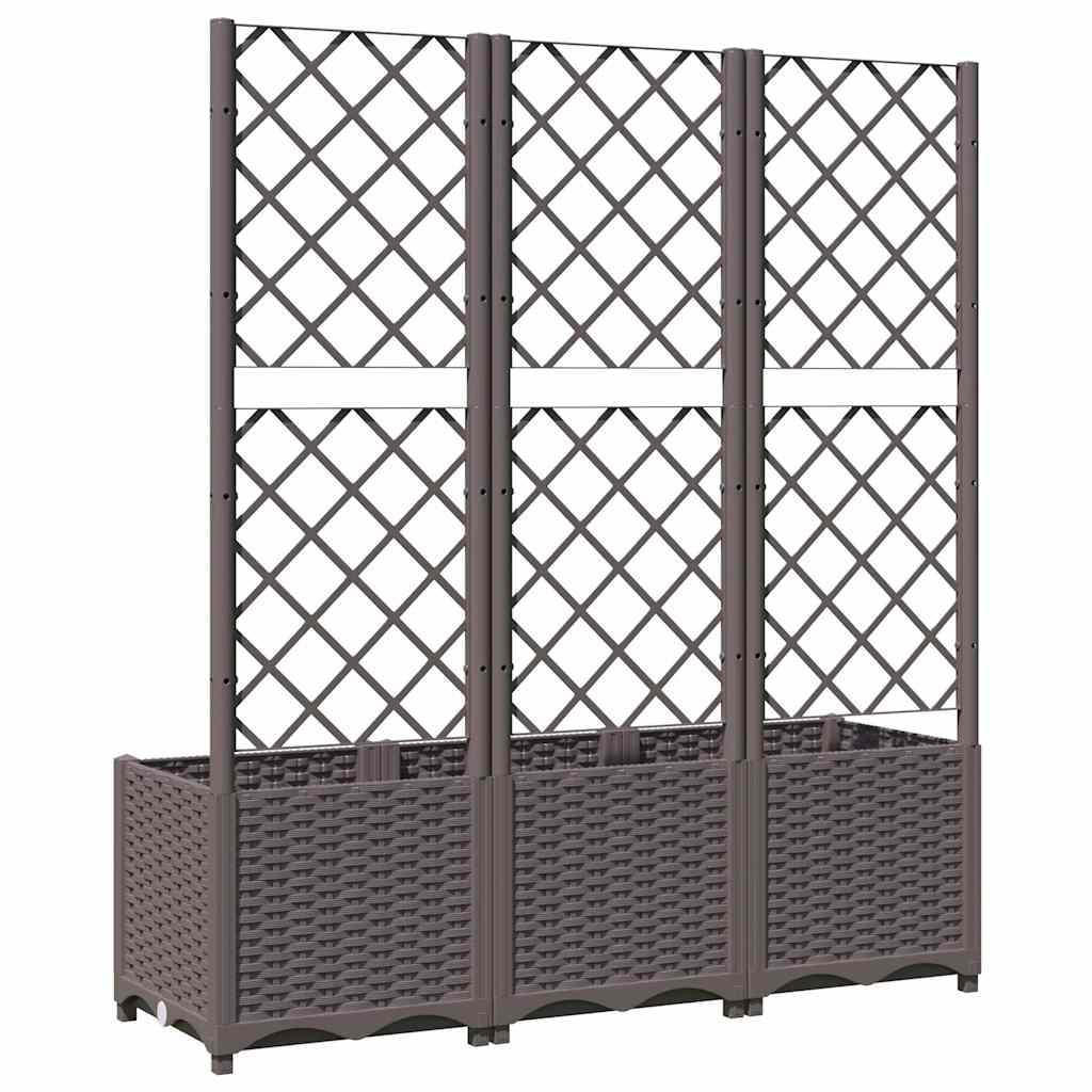Garden Planter with Trellis Brown 120x40x136 cm PP