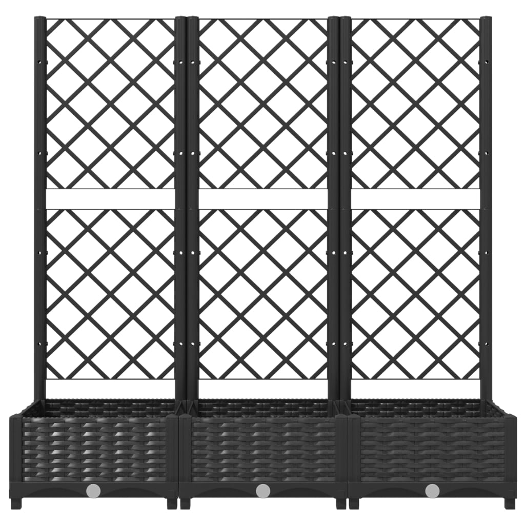 vidaXL Garden Planter with Trellis Black 120x40x121.5 cm PP