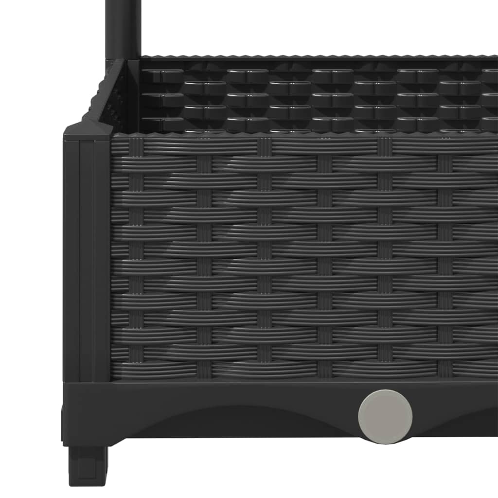 vidaXL Garden Planter with Trellis Black 120x40x121.5 cm PP