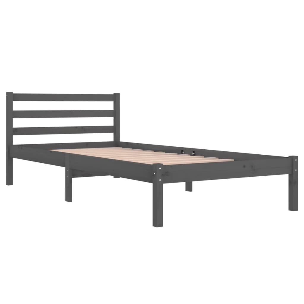 vidaXL Bed Frame without Mattress Solid Wood Pine 90x200cm Grey