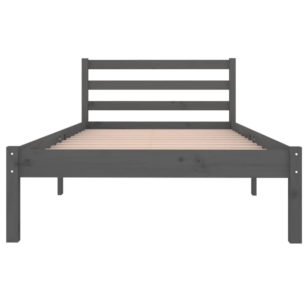 vidaXL Bed Frame without Mattress Solid Wood Pine 90x200cm Grey