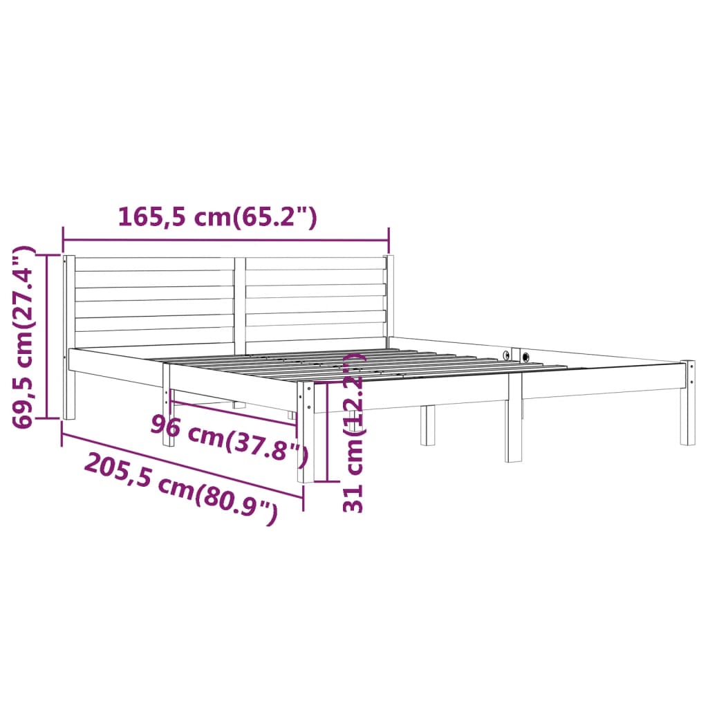 vidaXL Bed Frame without Mattress Solid Wood Pine 160x200cm