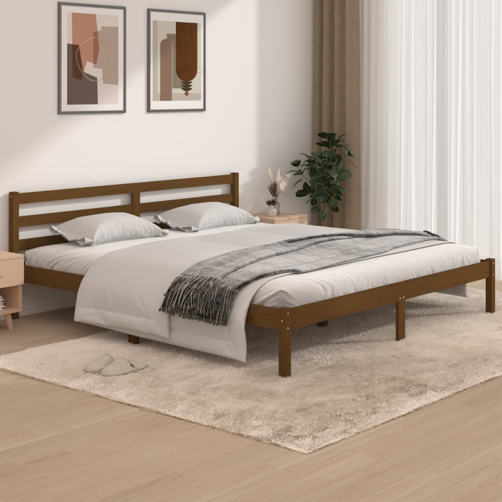 vidaXL Bed Frame without Mattress 180x200cm Honey Brown Super King Size