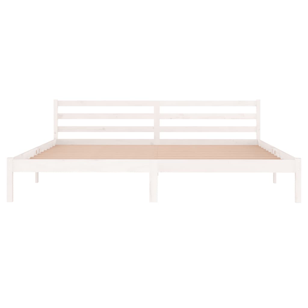 Bed Frame without Mattress Solid Wood Pine 200x200cm White