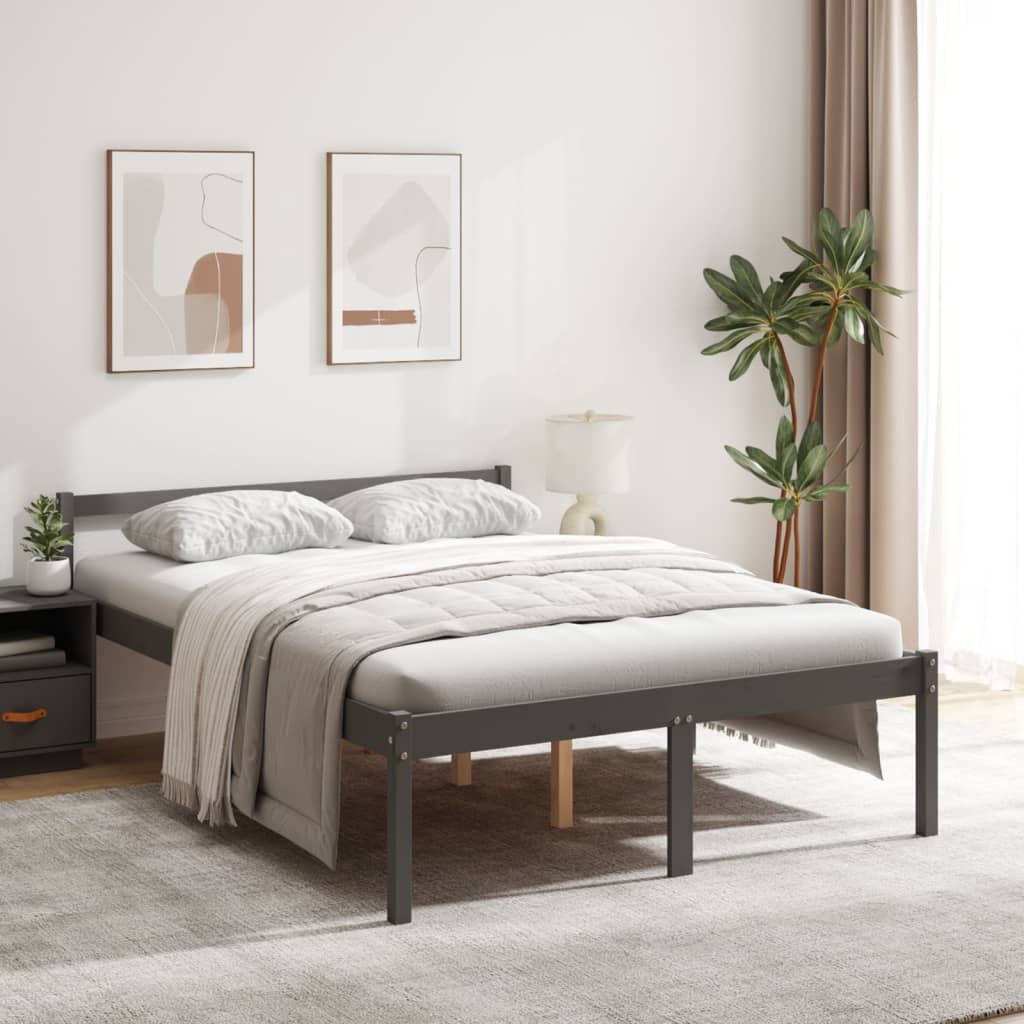 vidaXL Senior Bed without Mattress Grey 135x190cm Double