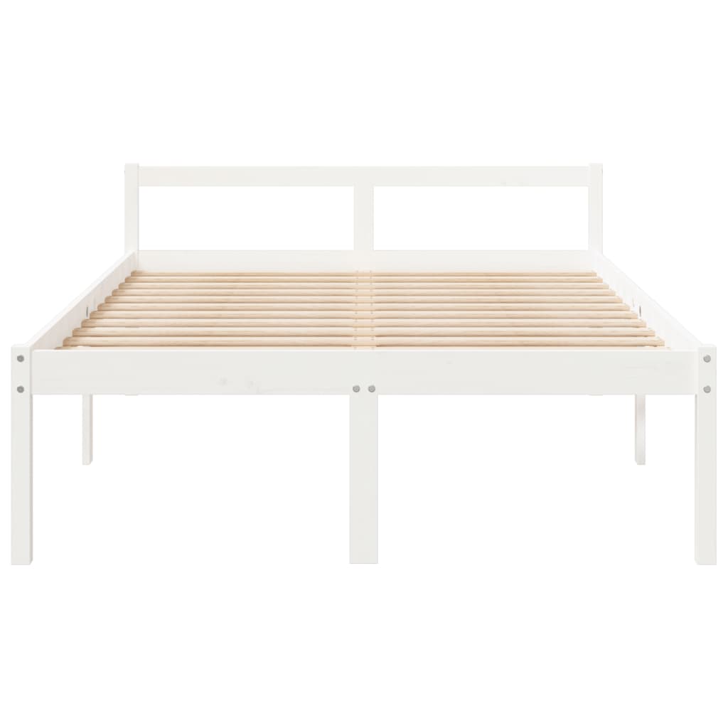 Senior Bed without Mattress White 140x190cm Solid Wood Pine