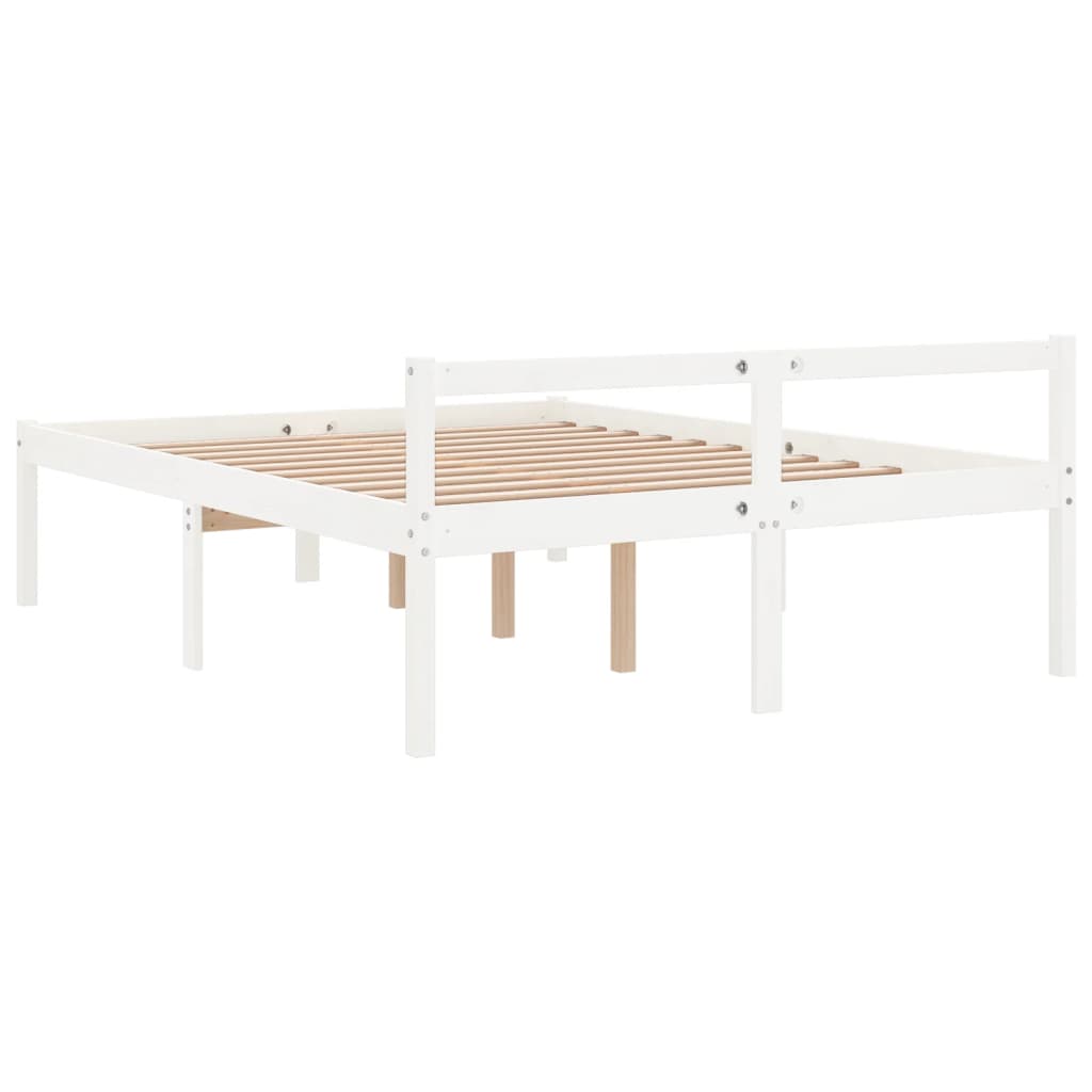 Senior Bed without Mattress White 140x190cm Solid Wood Pine