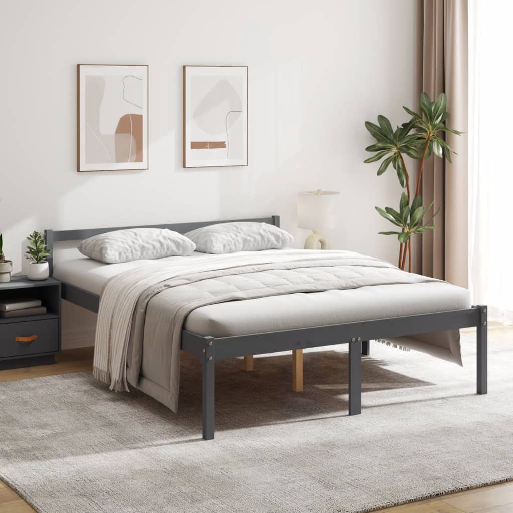 vidaXL Senior Bed without Mattress Grey 150x200cm King Size