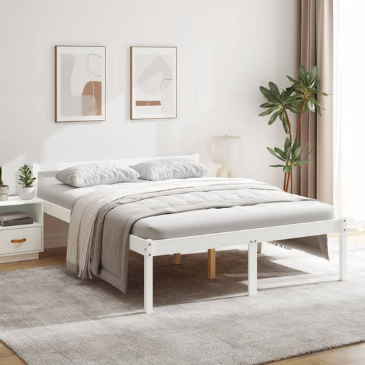 vidaXL Senior Bed without Mattress White 160x200cm Solid Wood Pine