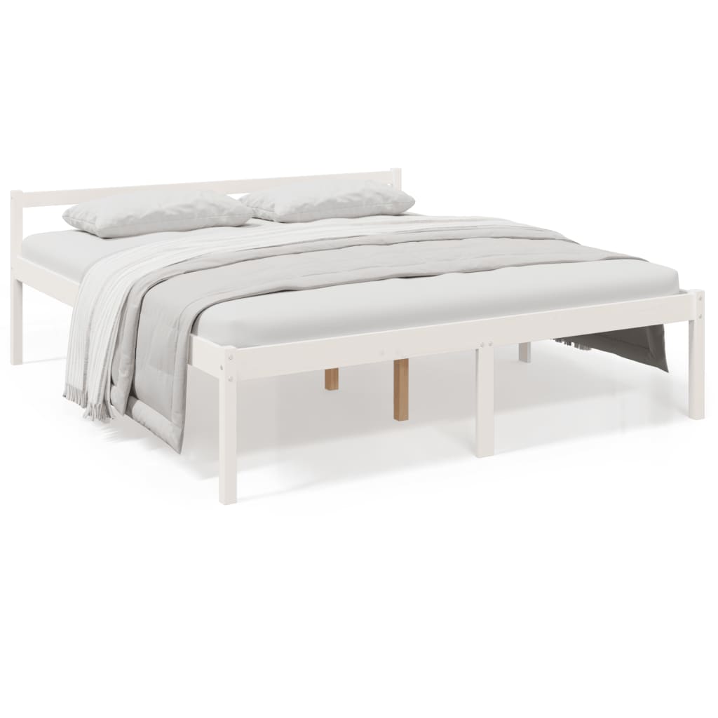 vidaXL Senior Bed without Mattress White 200x200cm Solid Wood Pine