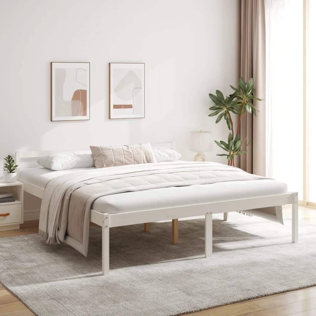 vidaXL Senior Bed without Mattress White 200x200cm Solid Wood Pine