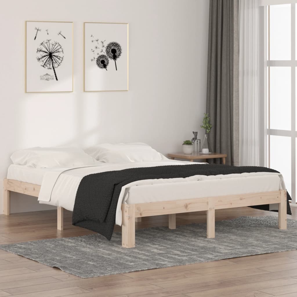 vidaXL Bed Frame without Mattress Solid Wood Pine 140x190cm