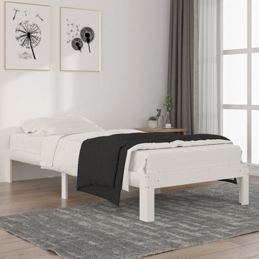 vidaXL Bed Frame without Mattress White Solid Wood Pine 90x200cm