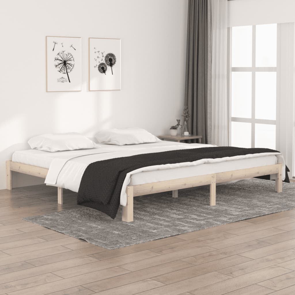 Bed Frame without Mattress Solid Wood Pine 200x200cm