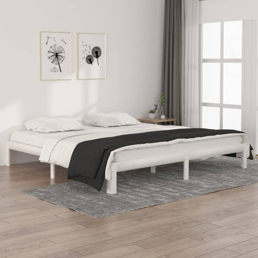 vidaXL Bed Frame White Solid Wood Pine 200x200 cm