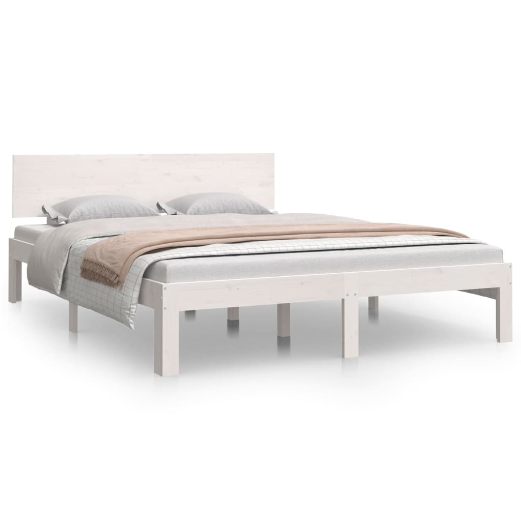 vidaXL Bed Frame without Mattress White Solid Wood Pine 140x190cm