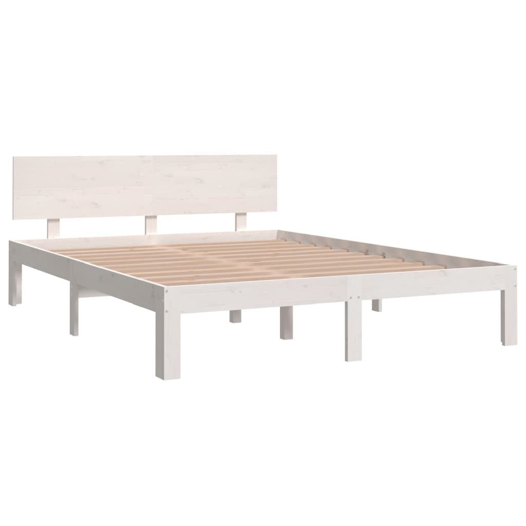 vidaXL Bed Frame without Mattress White Solid Wood Pine 140x190cm