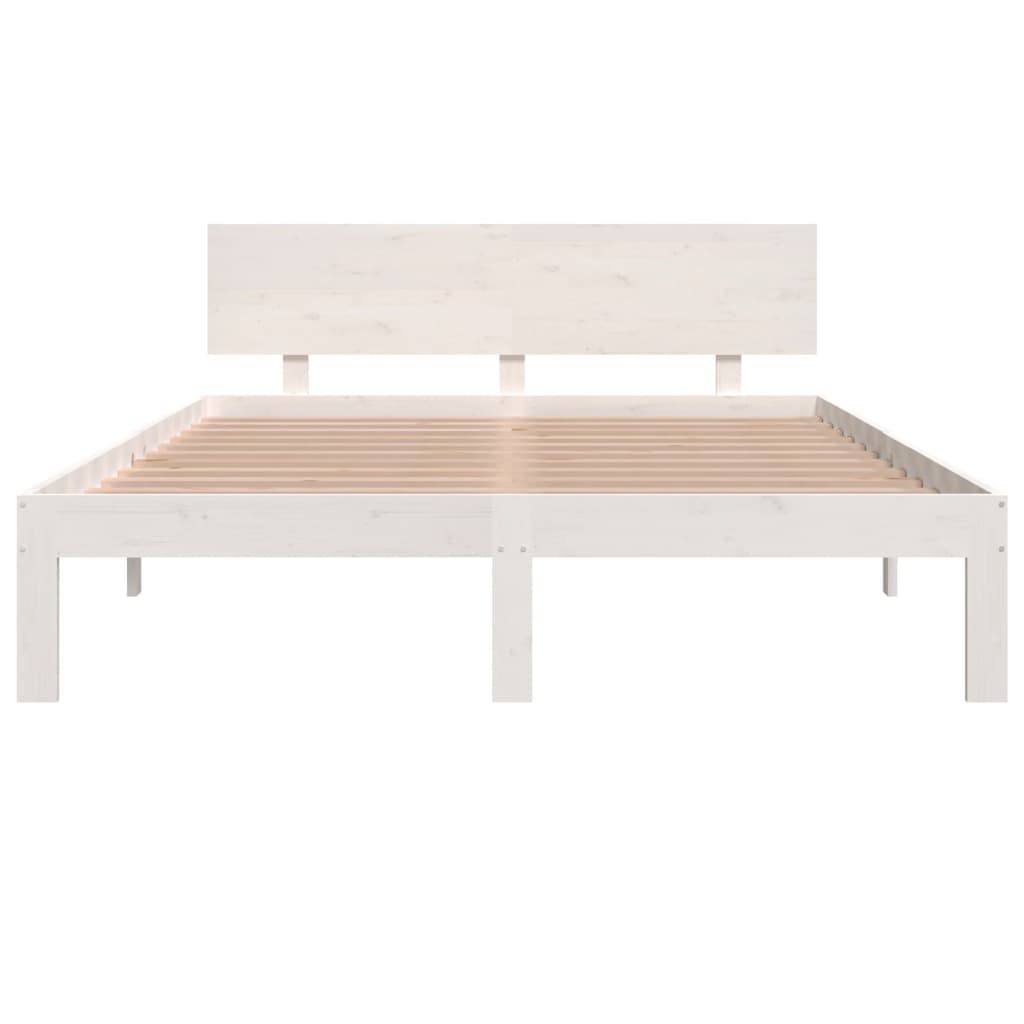 vidaXL Bed Frame without Mattress White Solid Wood Pine 140x190cm