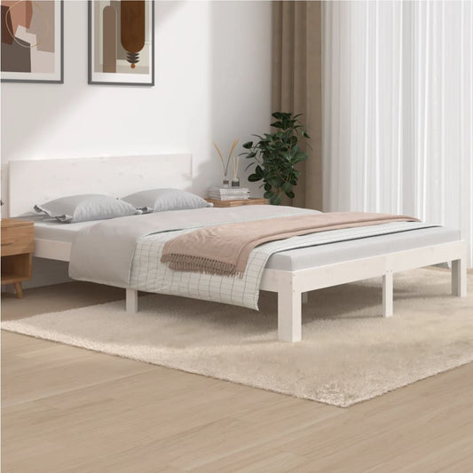 vidaXL Bed Frame without Mattress White Solid Wood Pine 140x190cm