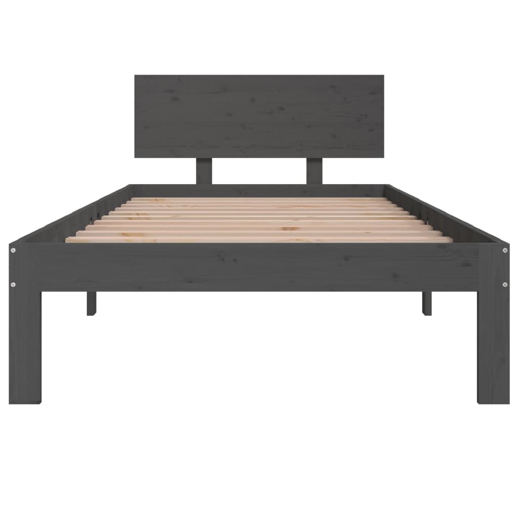 vidaXL Bed Frame without Mattress Grey Solid Wood Pine 90x200cm