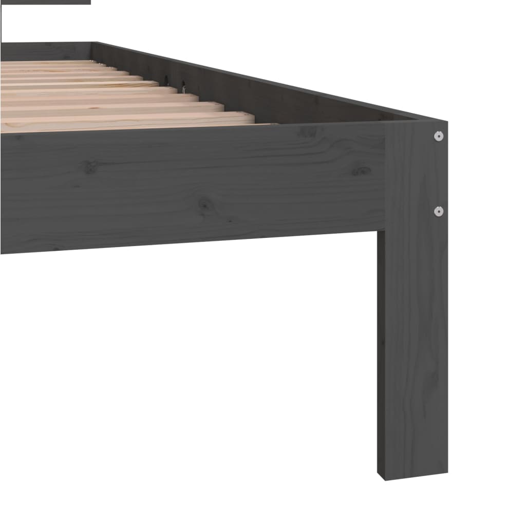 vidaXL Bed Frame without Mattress Grey Solid Wood Pine 90x200cm