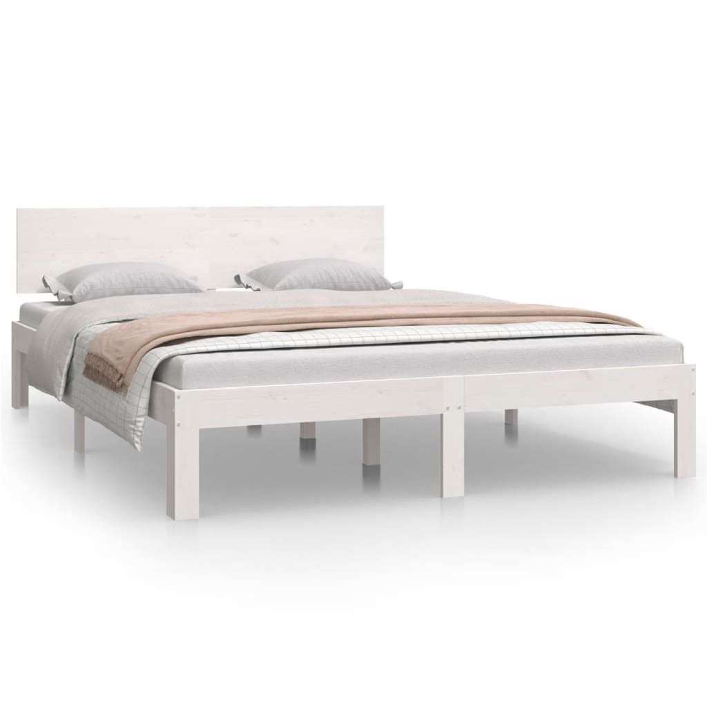 vidaXL Bed Frame without Mattress White Solid Wood Pine 140x200cm