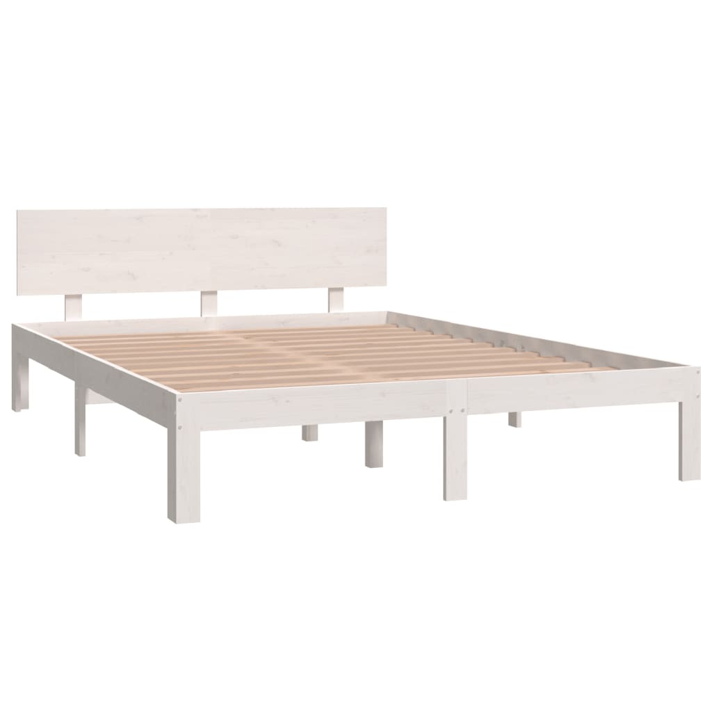 vidaXL Bed Frame without Mattress White Solid Wood Pine 140x200cm