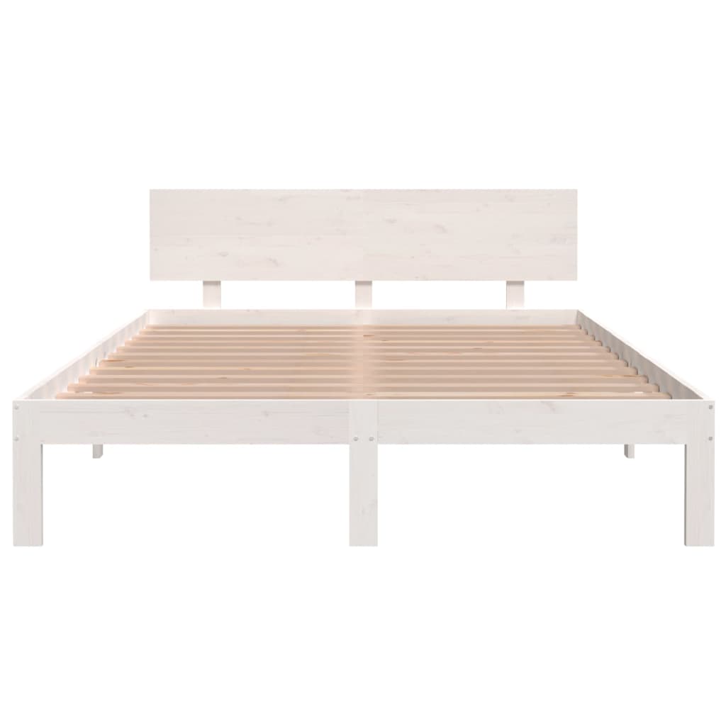 vidaXL Bed Frame without Mattress White Solid Wood Pine 140x200cm