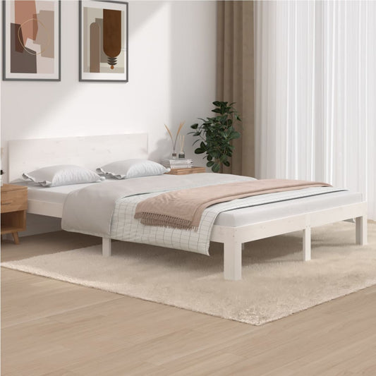 vidaXL Bed Frame without Mattress White Solid Wood Pine 140x200cm