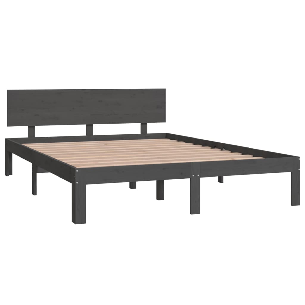 vidaXL Bed Frame without Mattress Grey Solid Wood Pine 140x200cm