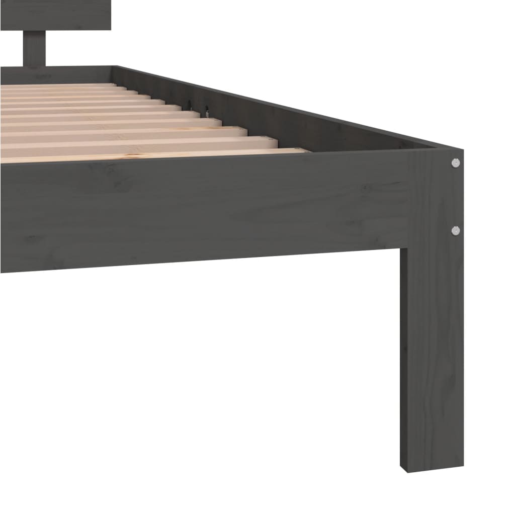 vidaXL Bed Frame without Mattress Grey Solid Wood Pine 140x200cm