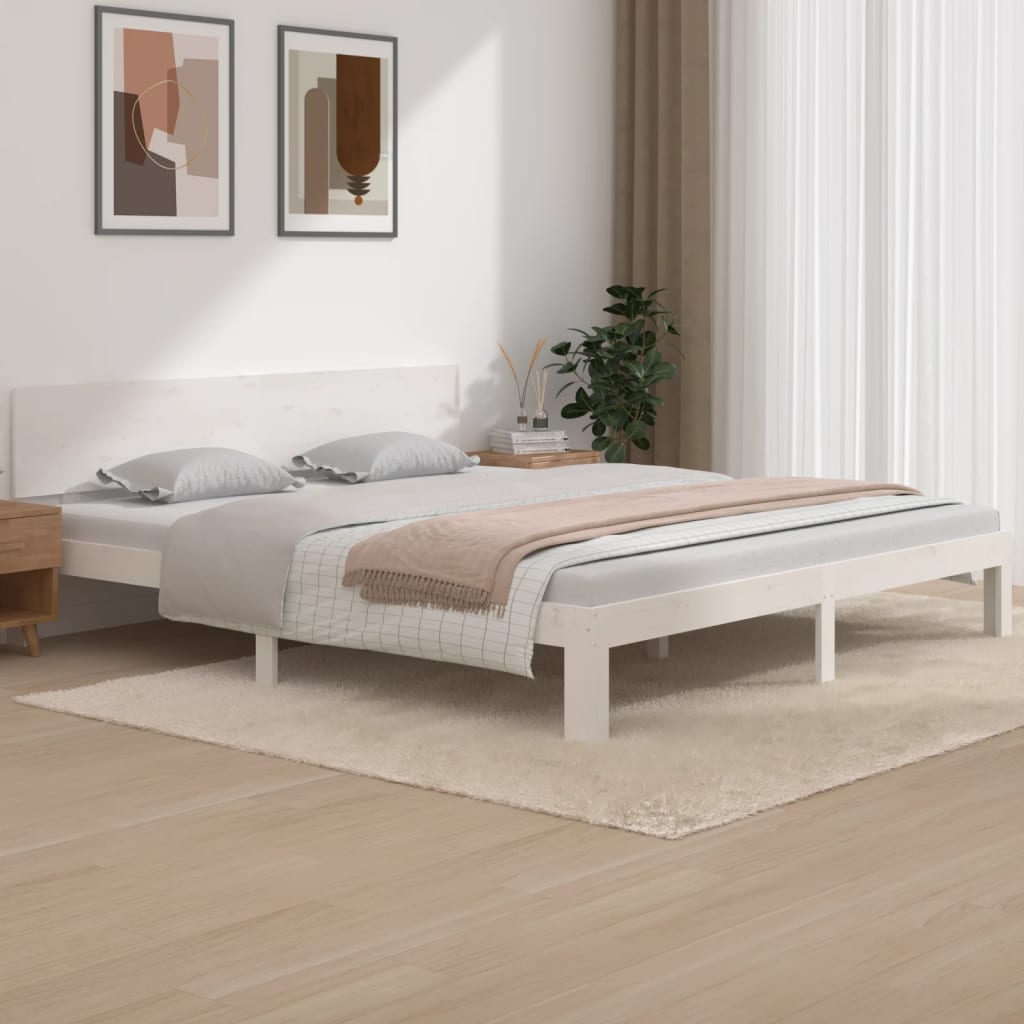 vidaXL Bed Frame without Mattress White 180x200cm Super King Size