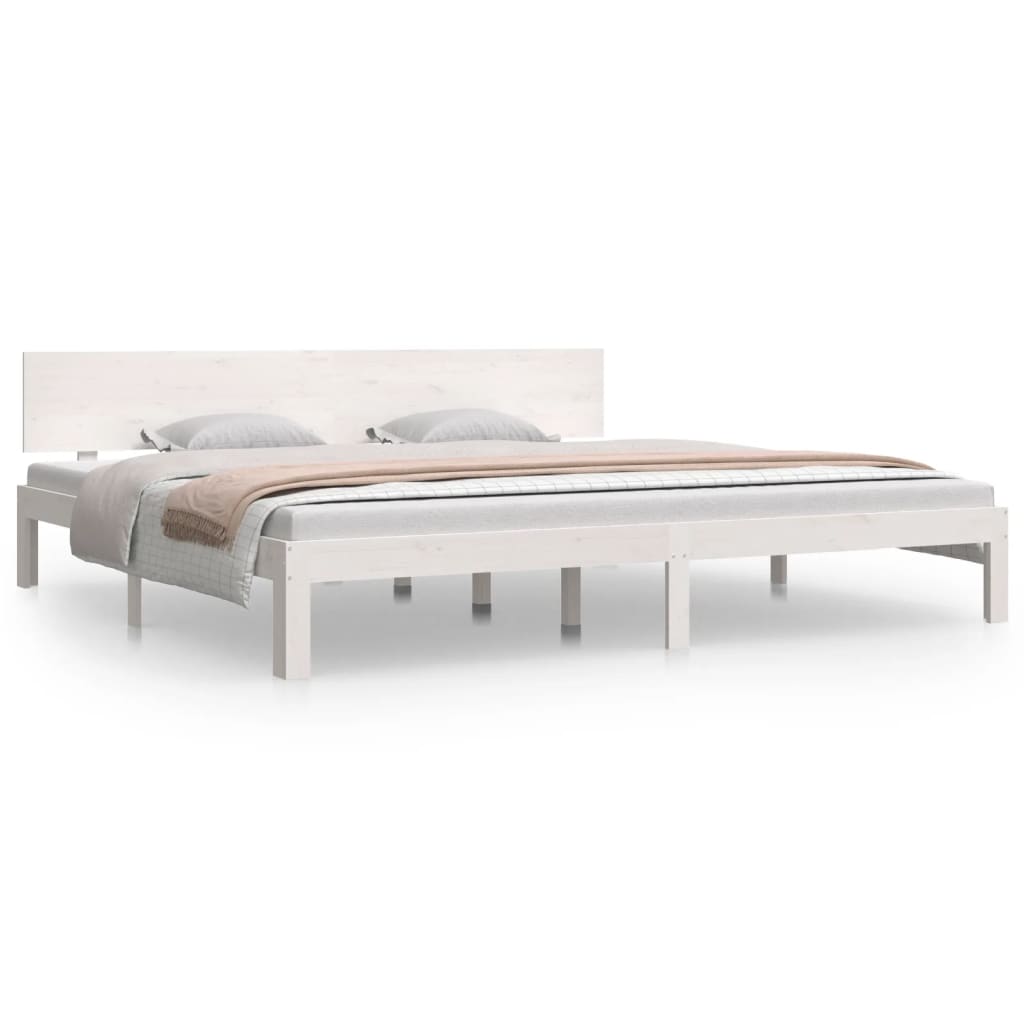 vidaXL Bed Frame without Mattress White Solid Wood Pine 200x200cm