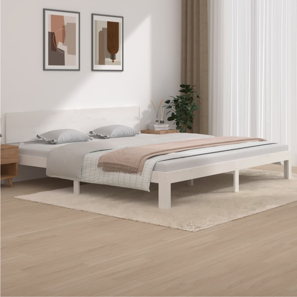 vidaXL Bed Frame without Mattress White Solid Wood Pine 200x200cm