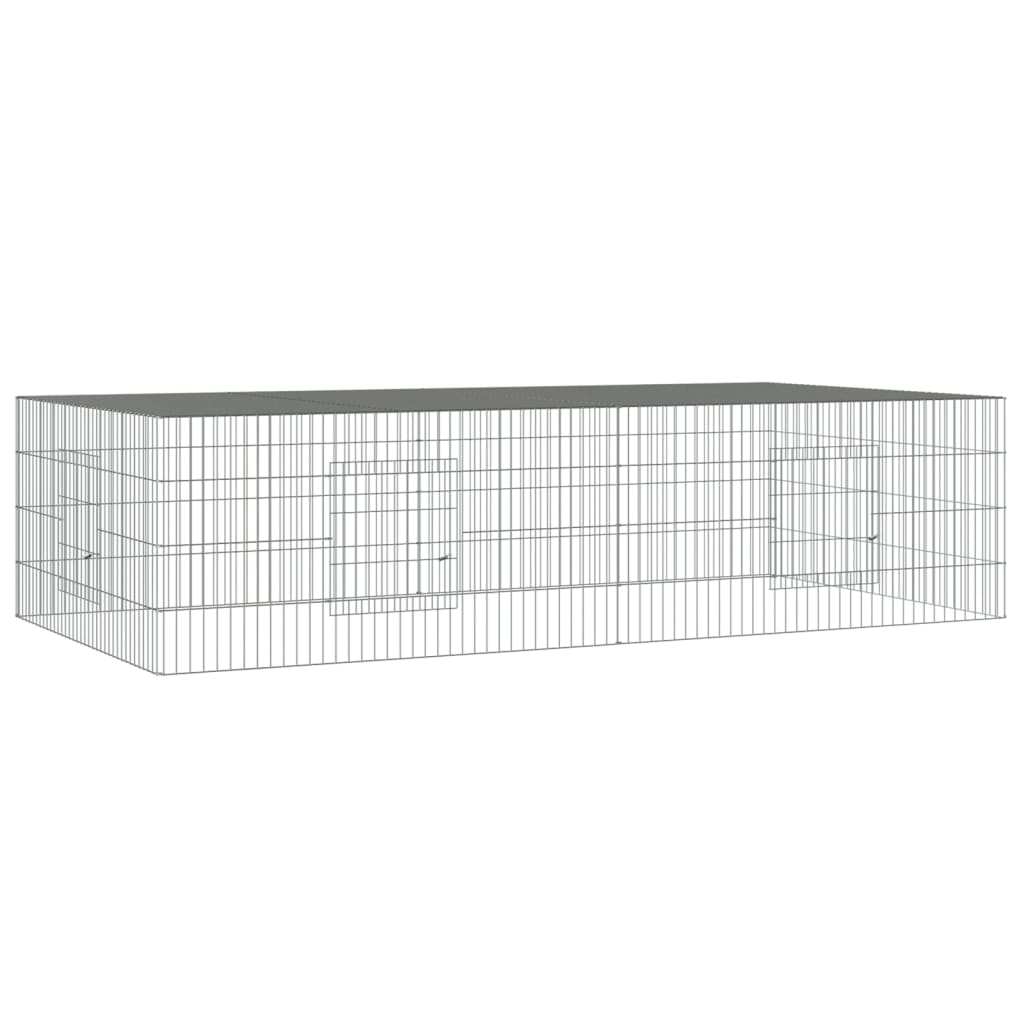 vidaXL 2-Panel Rabbit Cage 220x110x55 cm Galvanised Iron