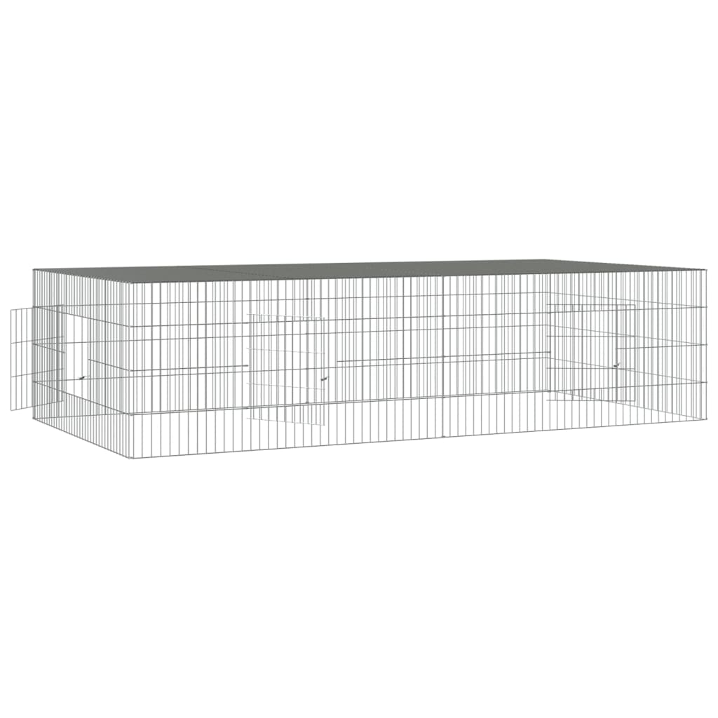 vidaXL 2-Panel Rabbit Cage 220x110x55 cm Galvanised Iron