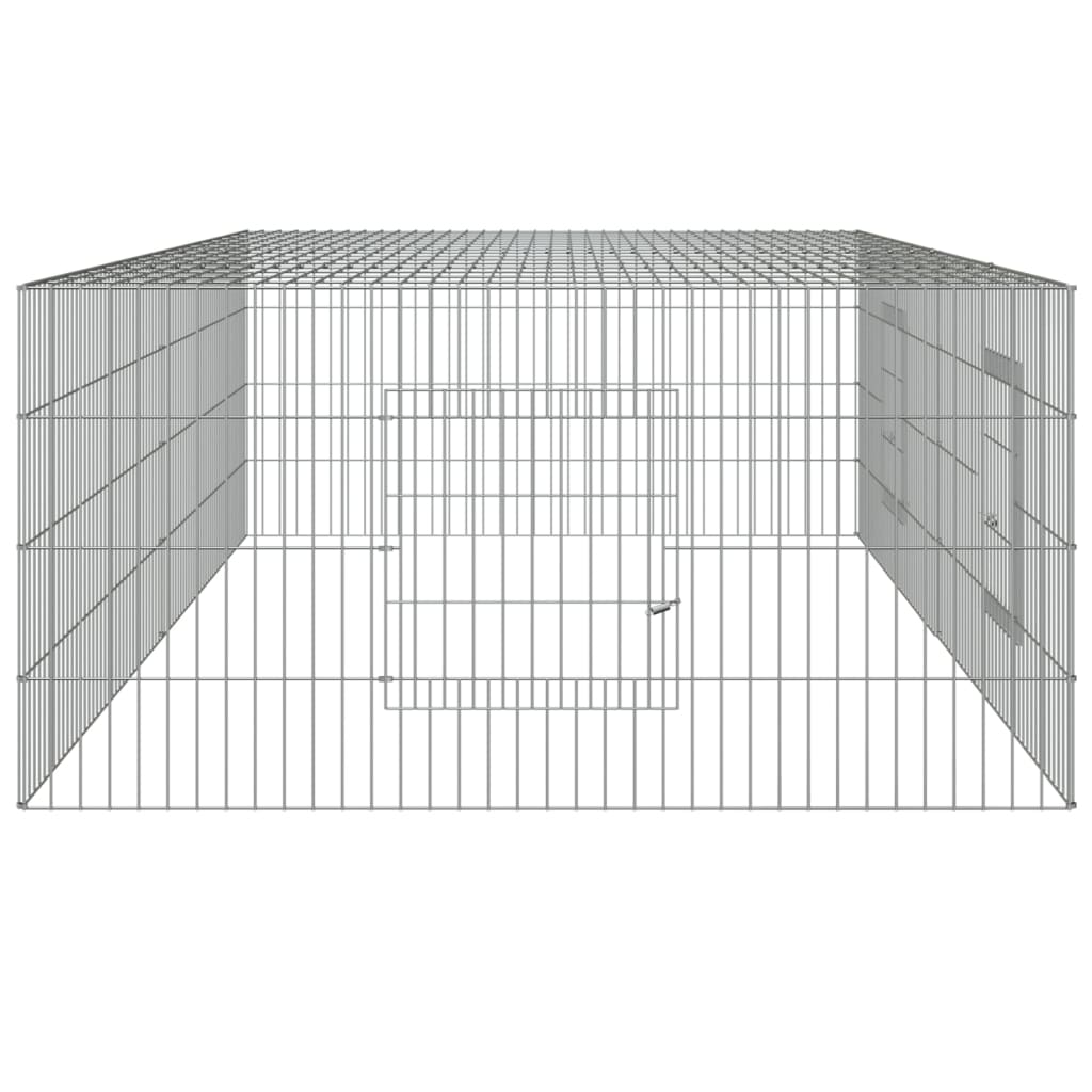 vidaXL 2-Panel Rabbit Cage 220x110x55 cm Galvanised Iron