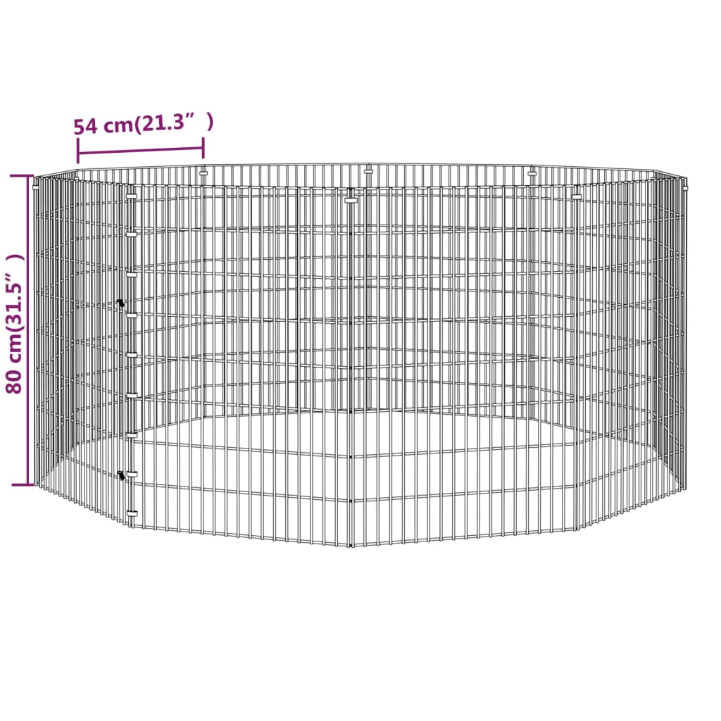 Free Range Animal Enclosure 10-Panel 54x80 cm Galvanised Iron