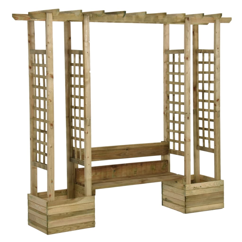 vidaXL Garden Pergola with Bench&Planters Impregnated Solid Wood Pine