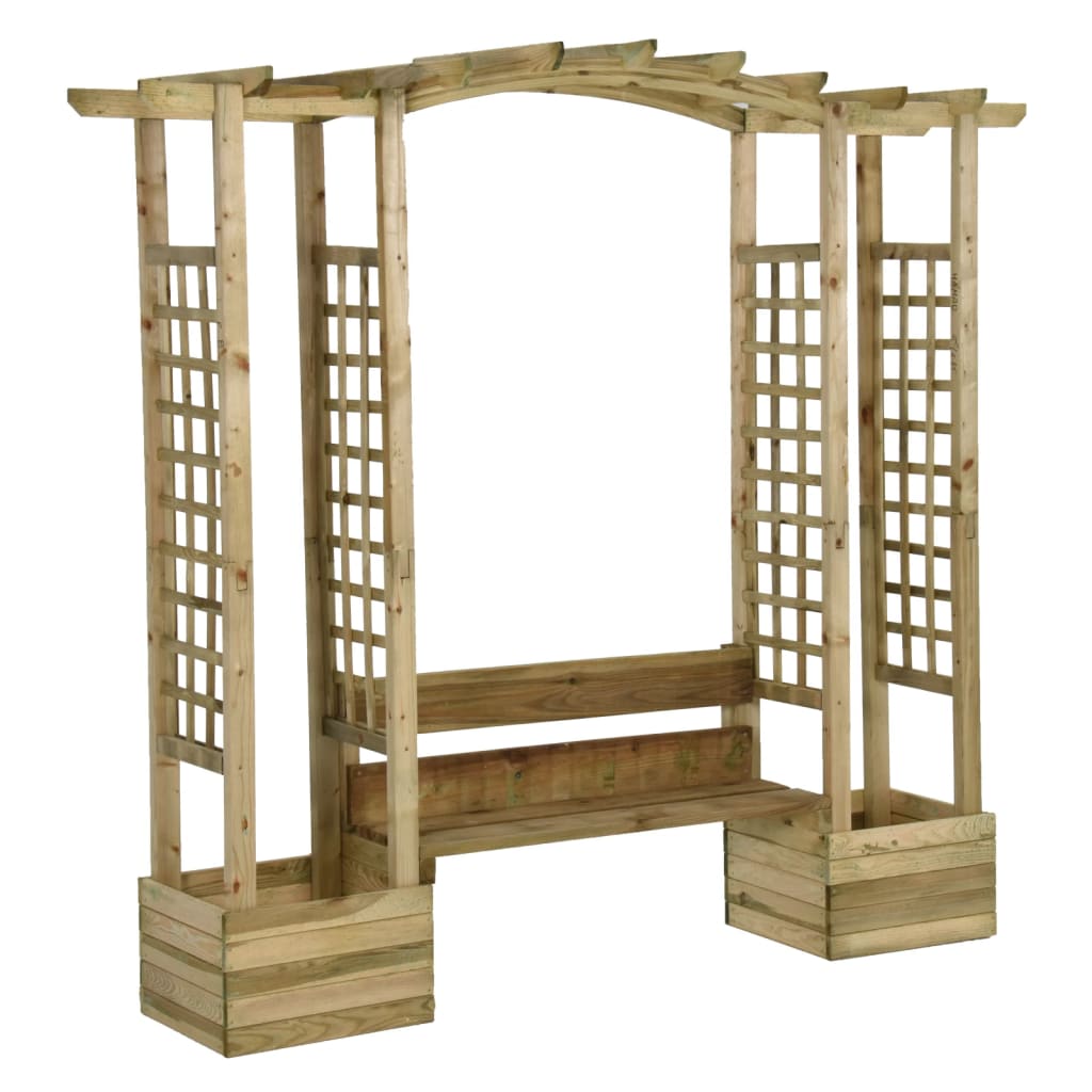 vidaXL Garden Pergola with Bench&Planters Impregnated Solid Wood Pine