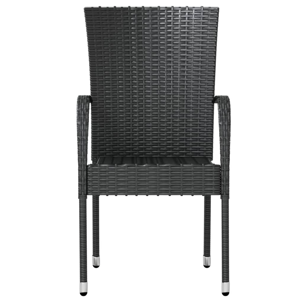Garden Dining Set | Black | Poly Rattan, Powder-Coated Steel, PP board