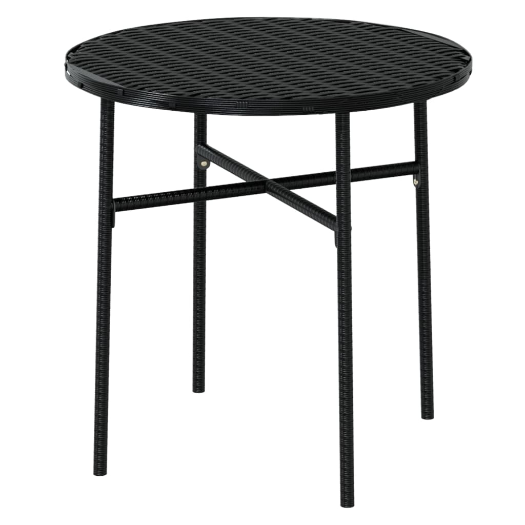 Garden Dining Set | Black | Poly Rattan, Powder-Coated Steel, PP board