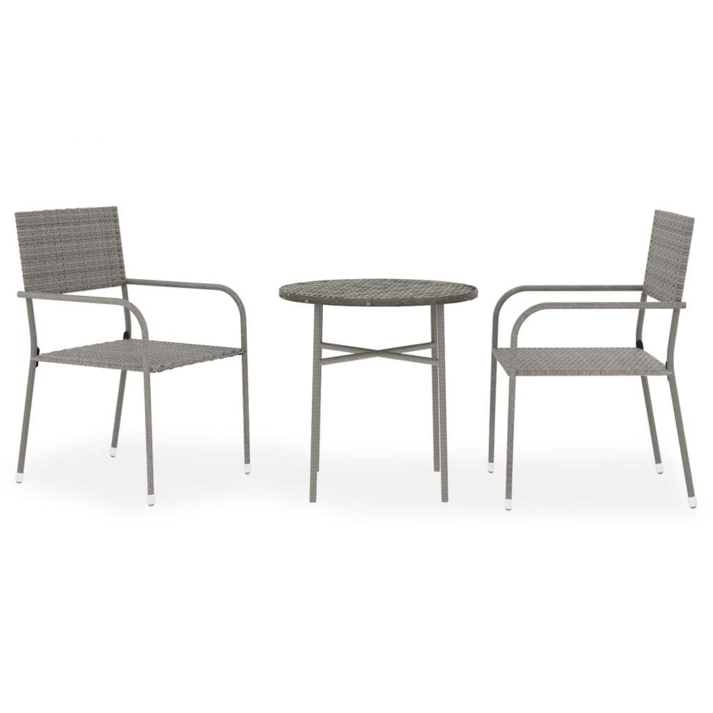 Garden Dining Set | Grey | PE rattan, powder-coated steel, PP board