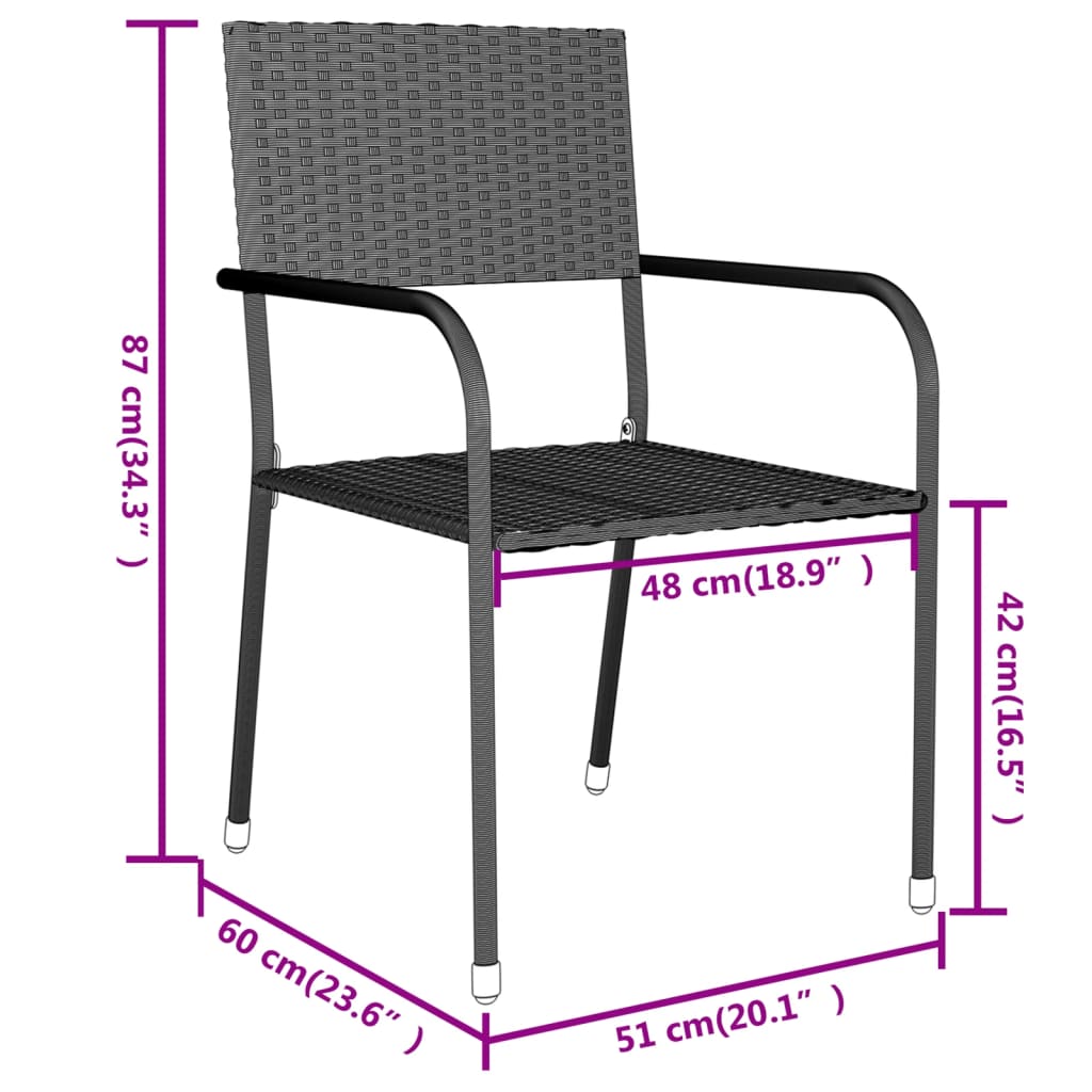 Garden Dining Set | Grey | PE rattan, powder-coated steel, PP board