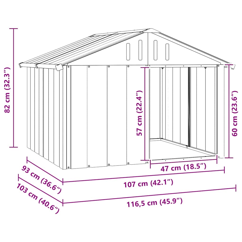 Dog House Anthracite 116.5x103x81.5 cm Galvanised Steel