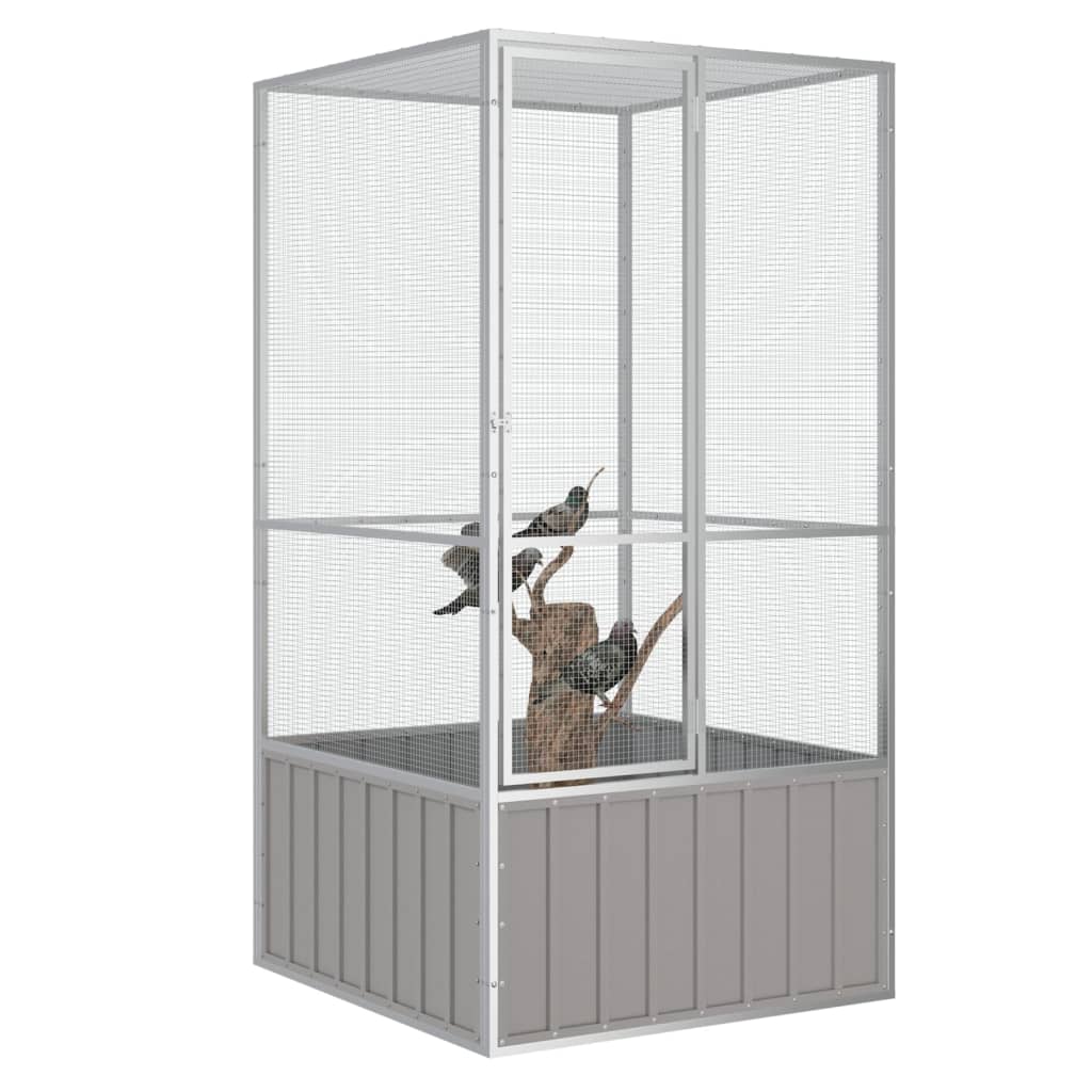 Bird Cage Grey 111x107x211.5 cm Galvanised Steel