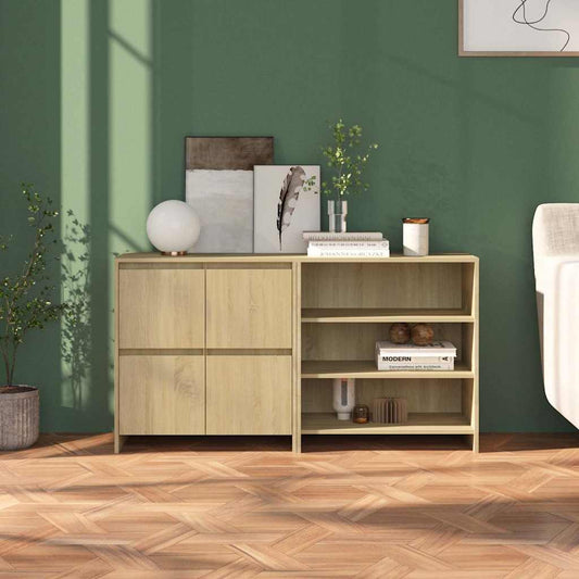 2 Piece Sideboard Sonoma Oak Engineered Wood