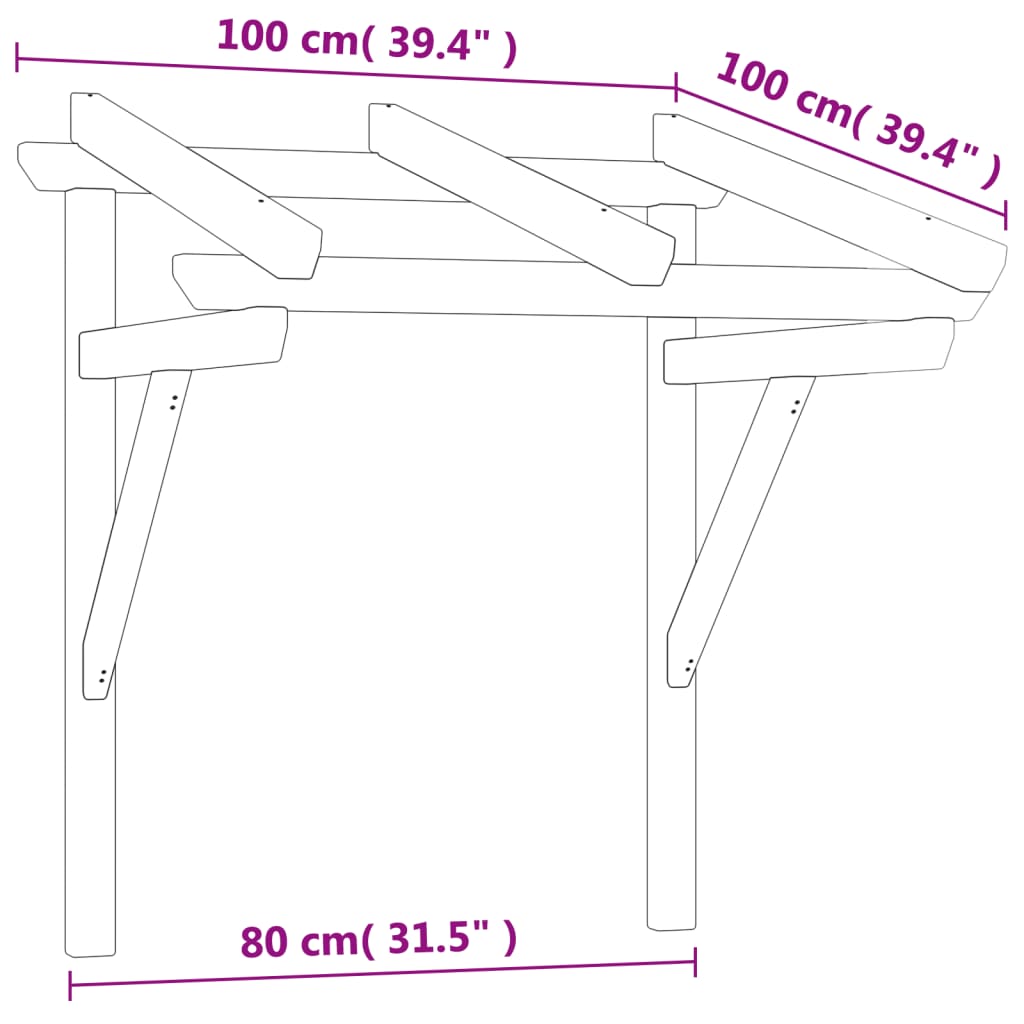 vidaXL Door Canopy 100x100x80 cm Impregnated Solid Wood Pine