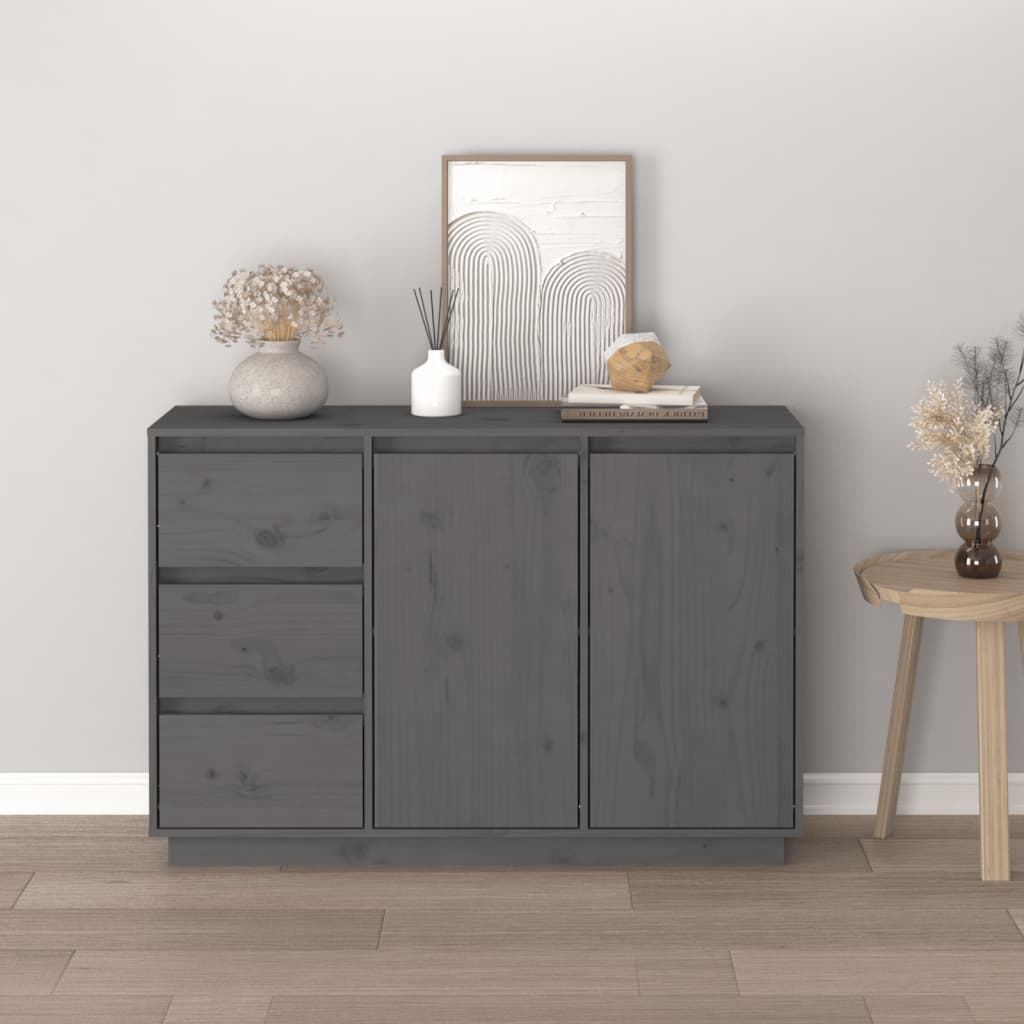 vidaXL Sideboard Grey 111x34x75 cm Solid Wood Pine